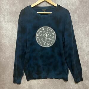 True Religion Buddha Logo Navy Tie-Dye Crewneck Sweatshirt size M